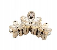 Piękna spinka klamra akrylowa trzy kwiatki różowe złoto 11cm