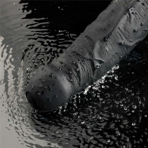 9" Real Softee Rechargeable Tpe Vibrating Dildo(Black) zdjęcie 13