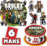 ZESTAW OPŁATEK NA TORT 30CM + 17 POSTACI - ROBLOX GRY + IMIĘ 24CM 26 CM