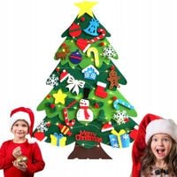 CHOINKA FILCOWA DIY SAMOPRZYLEPNA Z FILCU RZEPY LED ŚWIECĄCA 32elementy