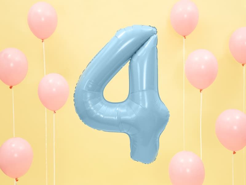 Balon foliowy cyfra 4 niebieski 86 cm zdjęcie 2