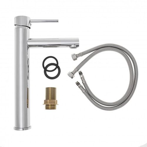 Zestaw wysoka bateria umywalkowa stojąca i korek klik-klak chrom - Yoka na Arena.pl