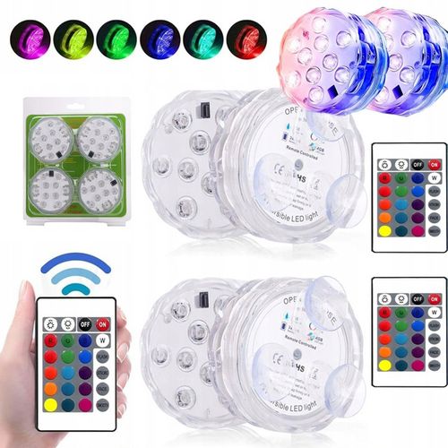 4x OŚWIETLENIE BASENU PODWODNE BASENOWE LAMPKA LED RGB Z PILOT na Arena.pl