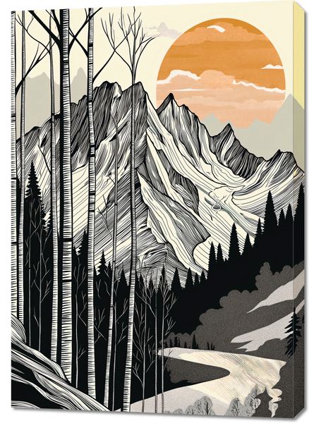 Obraz 70x100cm Drzeworys Górski zdjęcie 1