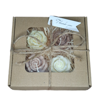 Box Świece Sojowe Prezent Zestaw 4 Róże Dzień Babci Dziadka Walentynki