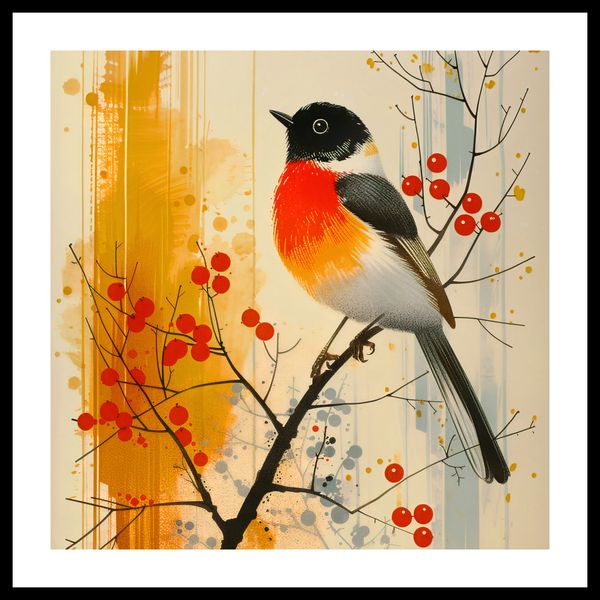 Plakat 40x40cm Jesienny Rudzik zdjęcie 3