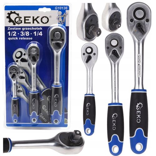 ZESTAW 3x GRZECHOTKA GEKO PROSTA 1/2' 1/4' 3/8' na Arena.pl