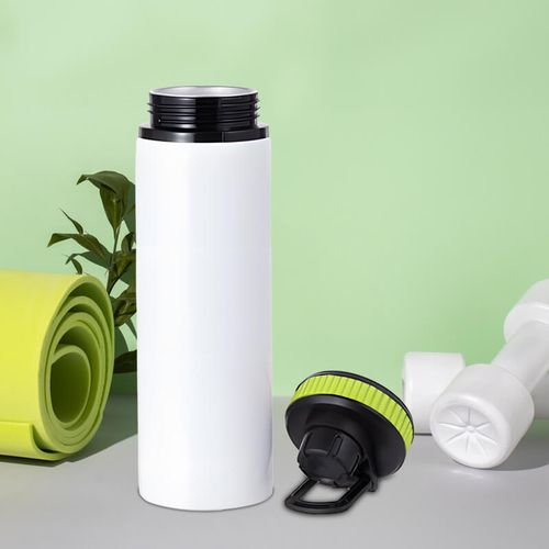 Biały bidon 850 ml - z rączką i zamykanym ustnikiem - z Twoim nadrukiem - zielona opaska na Arena.pl