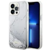 Etui Guess Liquid Glitter Marble na iPhone 14 Pro Max - białe