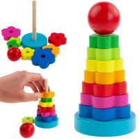 TG67026 PIRAMIDKA SORTER Montessori WIEŻA KLOCKI DREWNIANE UKŁADANKA
