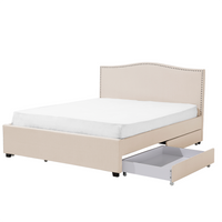 Łóżko z szufladami tapicerowane 160 x 200 cm beżowe MONTPELLIER