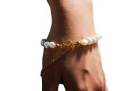 Regulowana bransoletka z naturalnych pereł pozłacana 14k