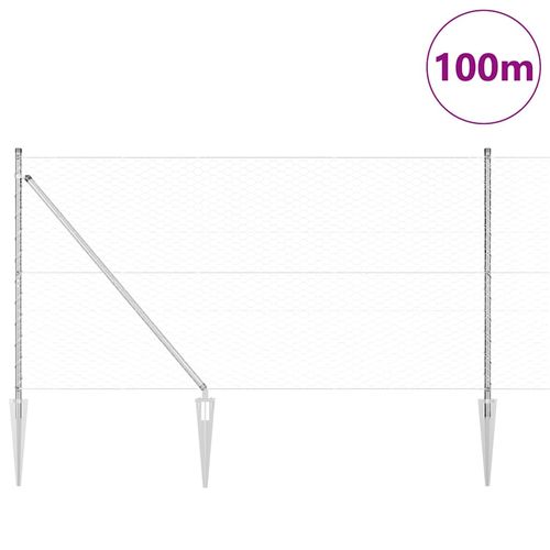 Ogrodzenie z słupkami Srebrny 1.4 x 100 m Stal pokryta PCV na Arena.pl