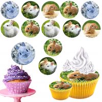 OPŁATEK na BABECZKI MUFFINKI zestaw na urodziny 12szt. - KRÓLICZEK KRÓLIK