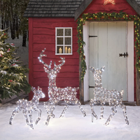 Zestaw 3 Reniferów rodzina renifer LED z rattanu ozdoba świąteczna lampki