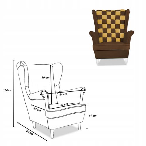Zestaw uszak CAROL DUO sofa fotele pufy brązowo - żółty na Arena.pl
