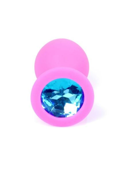 Plug-Jewellery Pink Silicon Plug Medium- Light Blue Diamond zdjęcie 2