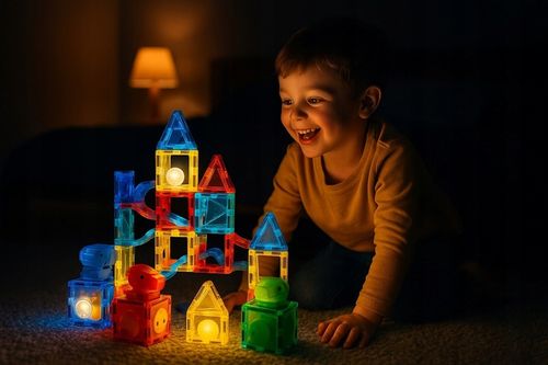 KLOCKI MAGNETYCZNE 178el TOR KULKOWY KULODROM ŚWIECĄCY 129A-1 + GRATIS na Arena.pl