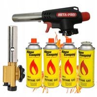 PALNIK GAZOWY 360° NA KARTUSZE + ŻELIWNY LUTOWNICA GRILL + 4x GAZ