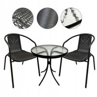 ZESTAW MEBLI OGRODOWYCH BALKON 2x KRZESŁA LORETTO + STÓŁ TERNI FI60 CZARNY