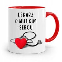 Kubek Czerwony Dla Doktora Lekarz O Wielkim Sercu Z Nadrukiem Ze Zdjęciem