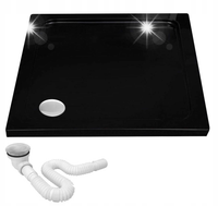 BRODZIK 80x80 cm CZARNY KWADRATOWY AKRYLOWY REA SAVOY BLACK NISKI 6 cm