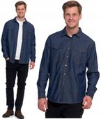 Koszula Męska BawełnIana Jeansowa Elegancka Klasyczna Granatowy MORAJ - M