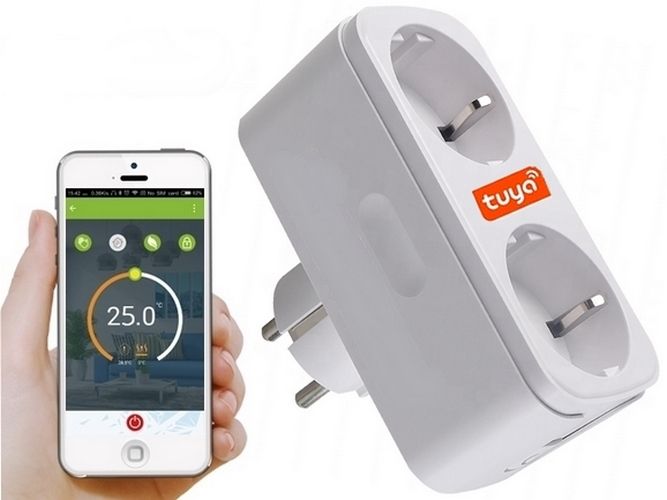 Wtyczka Gniazdko Podwójne WiFi ZigBee TUYA SMART Idomtuya zdjęcie 1