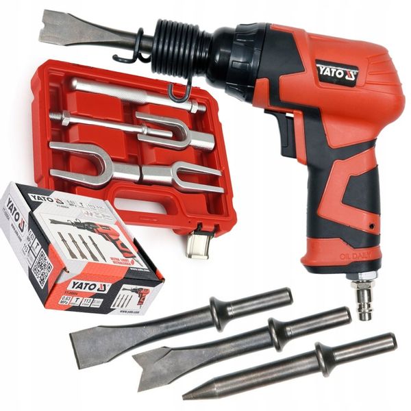 YATO KPL. MŁOTEK PNEUMATYCZNY DO SWORZNI DRĄŻKÓW PRZEGUBÓW DO RDZY +4 DŁUTA zdjęcie 2