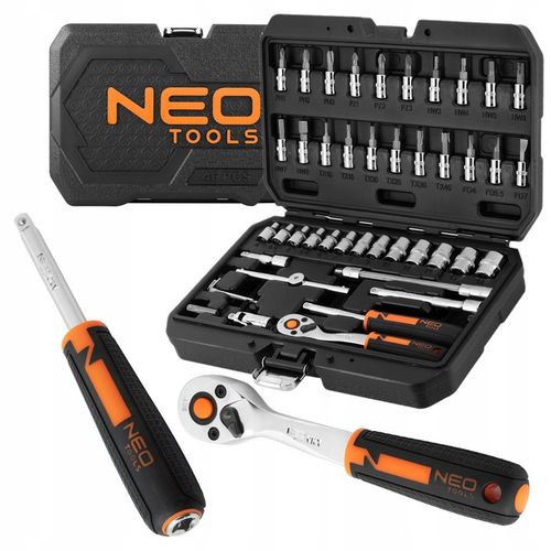 NEO 10-004 ZESTAW KOMPLET KLUCZE NASADOWE 1/4'' 46el CRV NASADKI TORX BITY na Arena.pl
