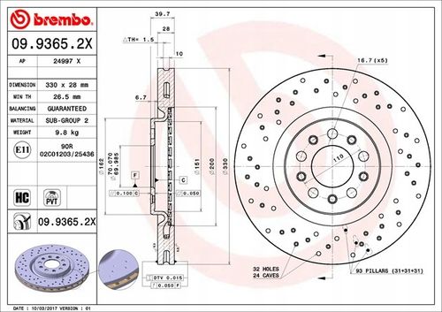 TARCZA HAM PRZOD 330X28 V XTRA BREMBO na Arena.pl