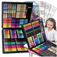 Zestaw kredek walizka duży dla dzieci kredki flamastry pisaki + kolorowanka