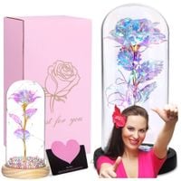 WIECZNA RÓŻA W SZKLE ŚWIECĄCA LED POMYSŁ NA PREZENT Na urodziny rocznice