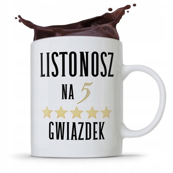 Kubek Prezent Dla Listonosza Na Pięć Gwiazdek Z Nadrukiem Ze Zdjęciem zdjęcie 1