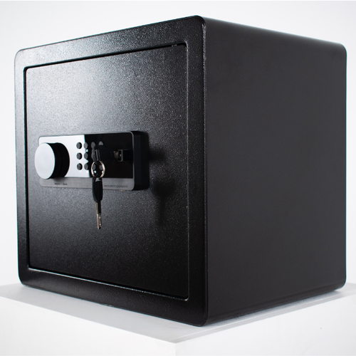 Pancerny Domowy Sejf z Zamkiem Elektronicznym i Kluczem 36x40x30 cm Czarny na Arena.pl