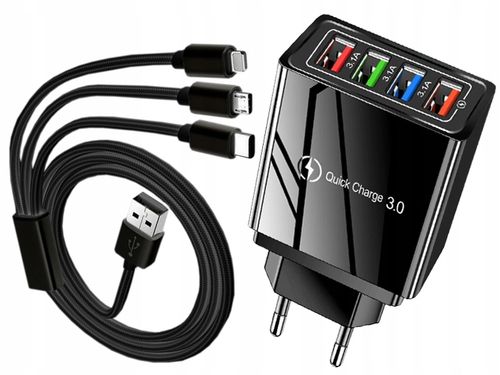 ŁADOWARKA SIECIOWA QC 3.0 + LIGHTNING MICRO TYP-C na Arena.pl