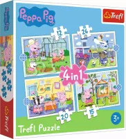 Puzzle 4W1. 12, 15, 20, 24 Elementy. Świnka Peppa. Wspomnienia Z Wakacji