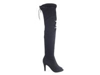 Czarne jeansowe kozaki buty letnie z odkrytym palcem 39