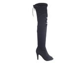 Czarne jeansowe kozaki buty letnie z odkrytym palcem 40