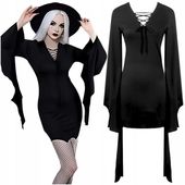 Strój halloween Wampir Wampirzyca Wiedźma sukienka gotycka dama