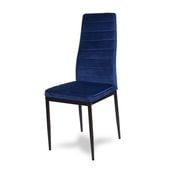 Krzesło nowoczesne tapicerowane welurowe na metalowych czarnych nogach do salonu kuchni niebieskie 704V-TH-BLB