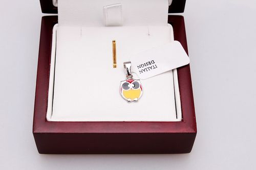 srebrny wisiorek - sowa - z emalią na Arena.pl