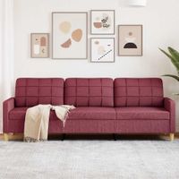 Sofa 3-osobowa, winna czerwień, 210 cm,tapicerowana tkaniną
