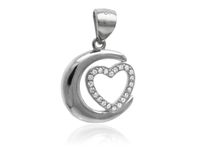 RODOWANY SREBRNY WISIOREK KSIEŻYC SERCE CYRKONIE