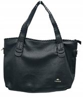 Charro - torebka shopper skóra ekologiczna groszek czarny mat CH8022-137