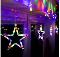 KURTYNA LED GWIAZDY lampki choinkowe Girlanda WISZĄCE SOPLE okno MULTIKOLOR