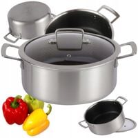 GARNEK Z POKRYWĄ ze STALI NIERDZEWNEJ 18/10 POWŁOKA NON-STICK GAZ INDUKCJA