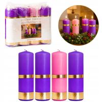 ŚWIECE ADWENTOWE ZESTAW ŚWIEC ADWENTOWYCH komplet do 3x fiolet 1x róż 14 cm