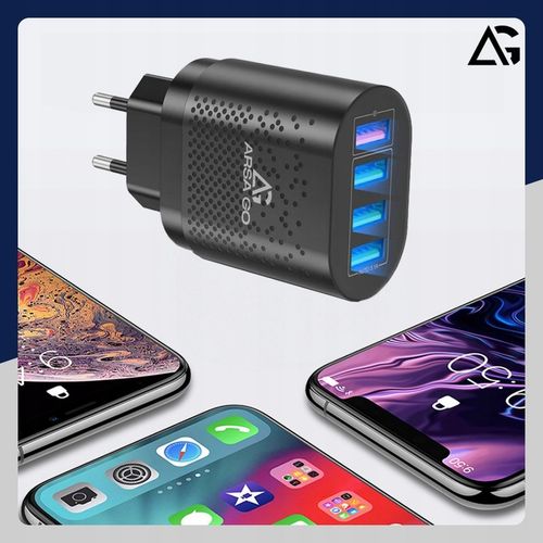 SZYBKA ŁADOWARKA DO TELEFONU KOSTKA 4X USB SZYBKIE ŁADOWANIE I KABEL 3W1 na Arena.pl
