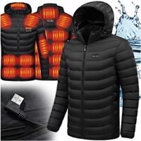 KURTKA ZIMOWA Z KAPTUREM PIKOWANA PODGRZEWANA 21 STREF ELEKTRYCZNA USB L